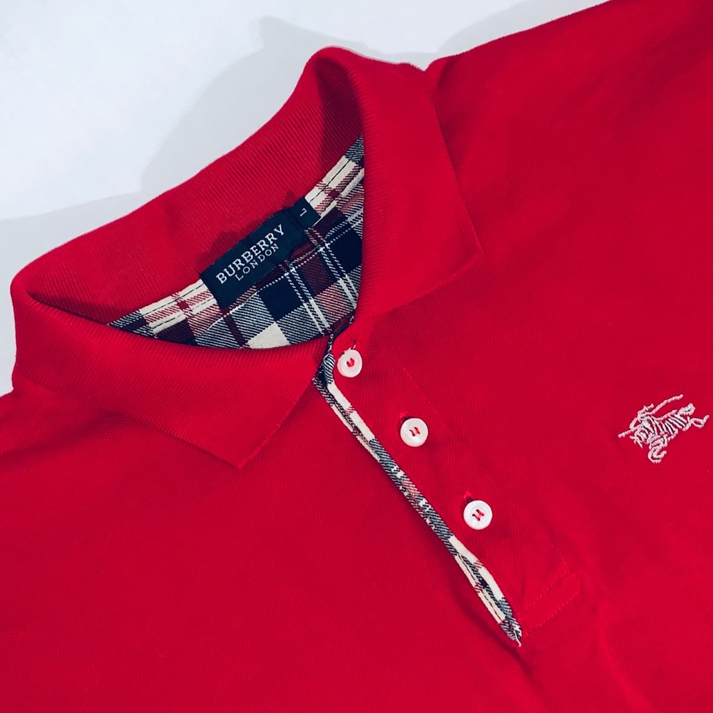 Burberry London Men’s Large Short Sleeve Red Polo